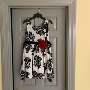 Kids Black & White Floral Dress
